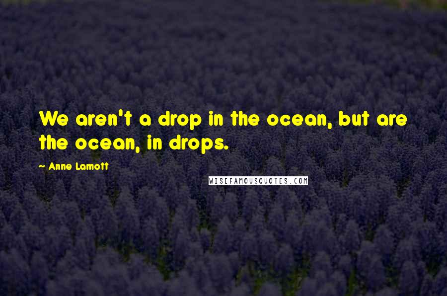 Anne Lamott Quotes: We aren't a drop in the ocean, but are the ocean, in drops.
