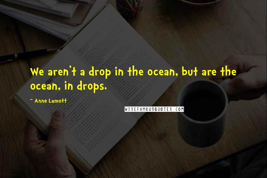 Anne Lamott Quotes: We aren't a drop in the ocean, but are the ocean, in drops.