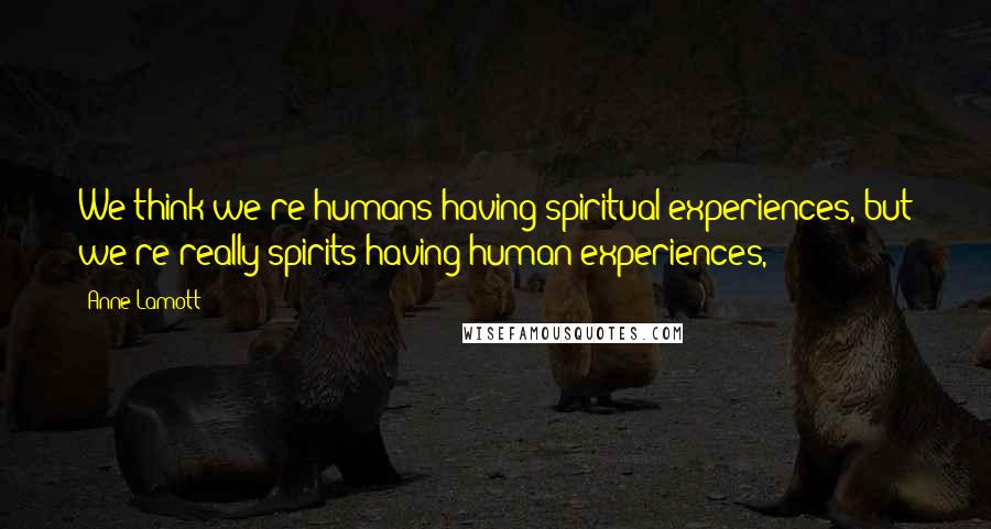 Anne Lamott Quotes: We think we're humans having spiritual experiences, but we're really spirits having human experiences,