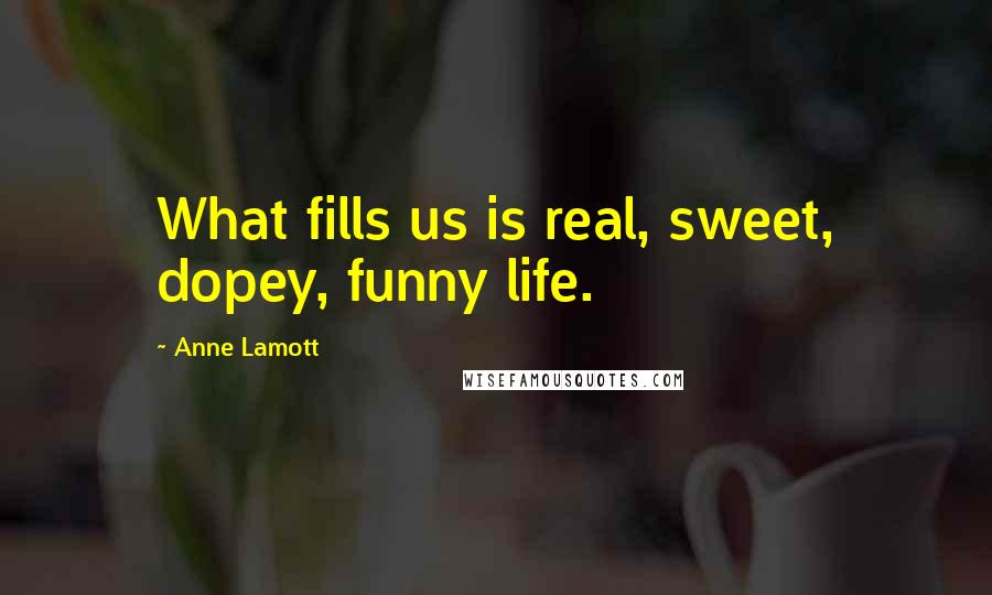 Anne Lamott Quotes: What fills us is real, sweet, dopey, funny life.