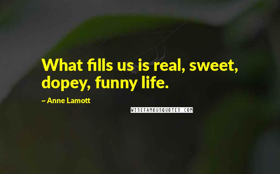 Anne Lamott Quotes: What fills us is real, sweet, dopey, funny life.