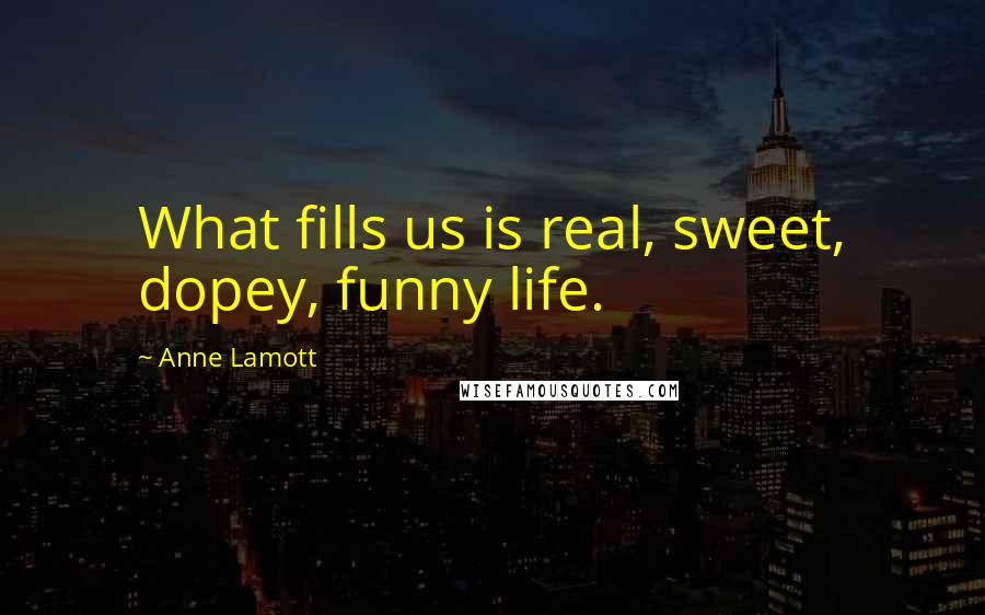 Anne Lamott Quotes: What fills us is real, sweet, dopey, funny life.