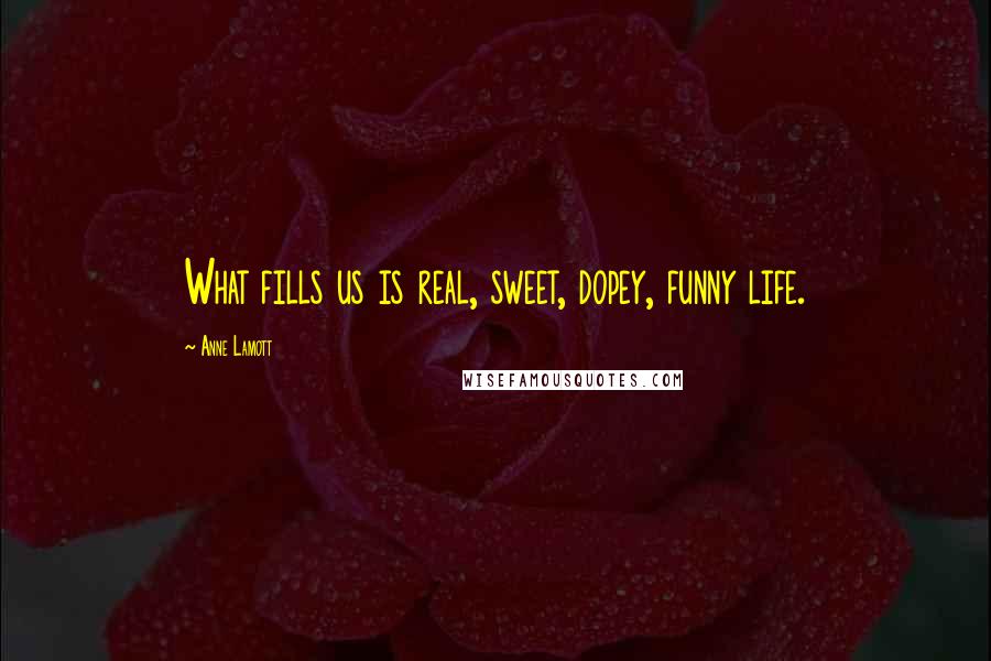 Anne Lamott Quotes: What fills us is real, sweet, dopey, funny life.