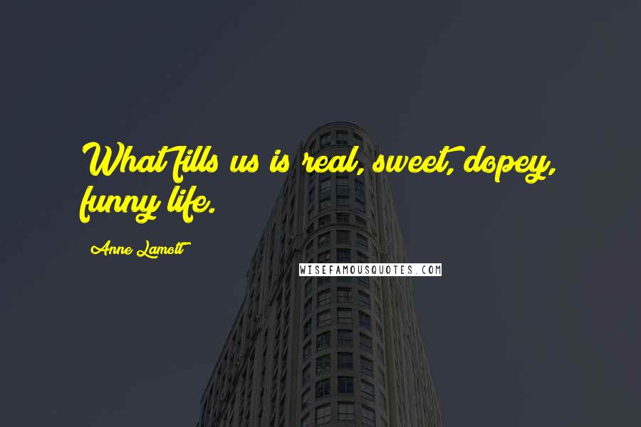 Anne Lamott Quotes: What fills us is real, sweet, dopey, funny life.