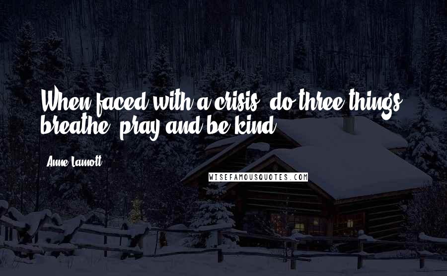 Anne Lamott Quotes: When faced with a crisis, do three things: breathe, pray and be kind.