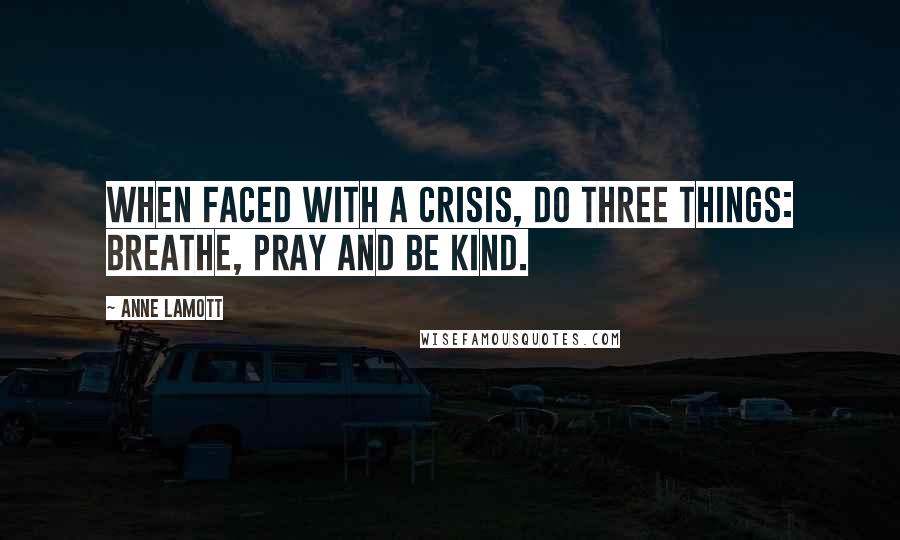 Anne Lamott Quotes: When faced with a crisis, do three things: breathe, pray and be kind.