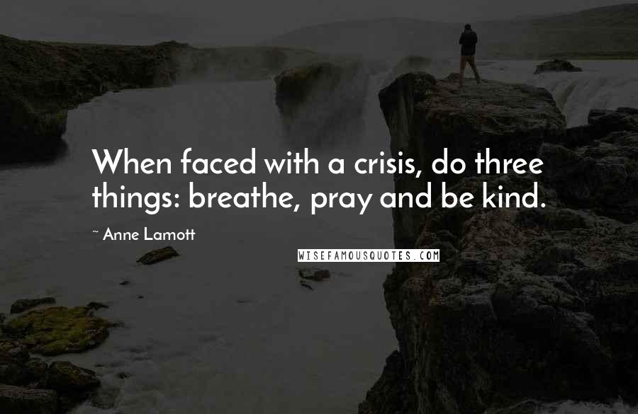 Anne Lamott Quotes: When faced with a crisis, do three things: breathe, pray and be kind.
