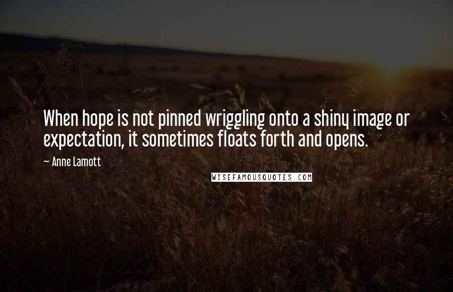 Anne Lamott Quotes: When hope is not pinned wriggling onto a shiny image or expectation, it sometimes floats forth and opens.