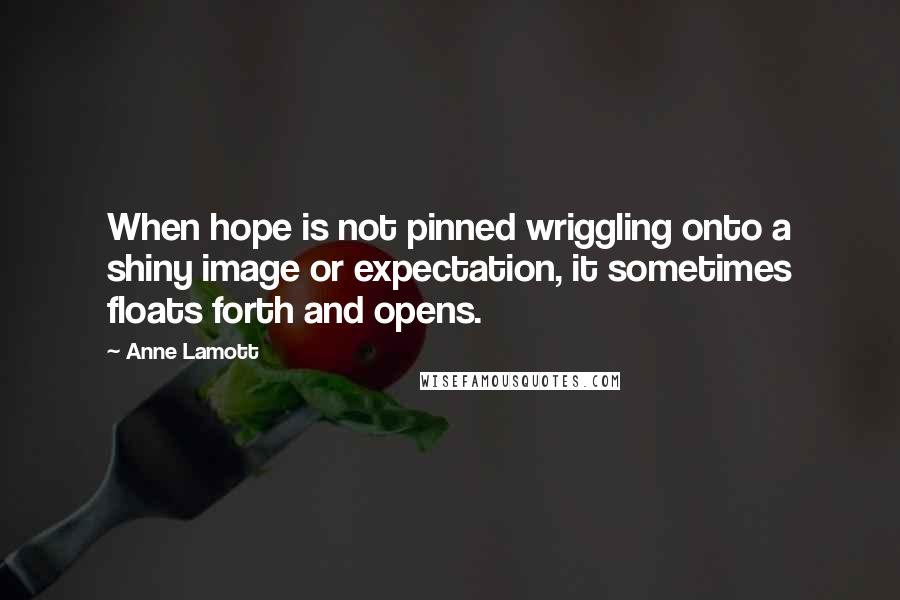Anne Lamott Quotes: When hope is not pinned wriggling onto a shiny image or expectation, it sometimes floats forth and opens.