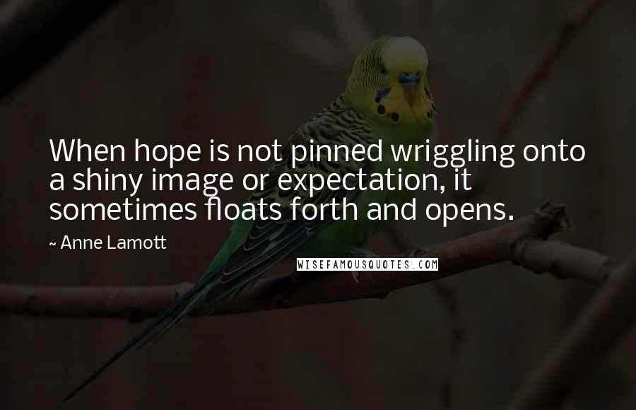 Anne Lamott Quotes: When hope is not pinned wriggling onto a shiny image or expectation, it sometimes floats forth and opens.