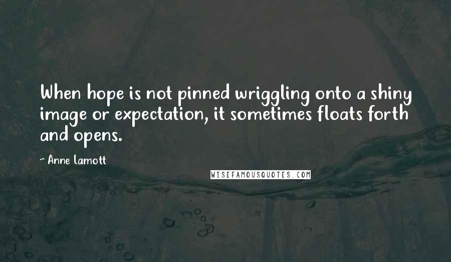 Anne Lamott Quotes: When hope is not pinned wriggling onto a shiny image or expectation, it sometimes floats forth and opens.