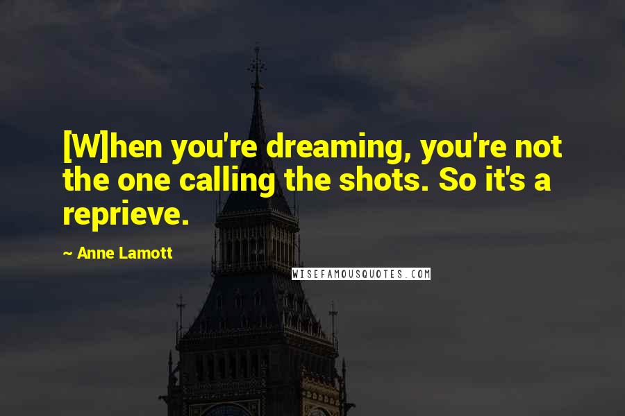 Anne Lamott Quotes: [W]hen you're dreaming, you're not the one calling the shots. So it's a reprieve.