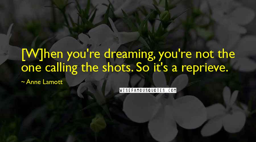 Anne Lamott Quotes: [W]hen you're dreaming, you're not the one calling the shots. So it's a reprieve.