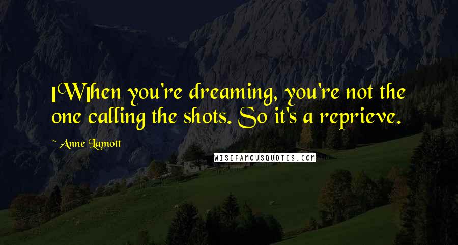 Anne Lamott Quotes: [W]hen you're dreaming, you're not the one calling the shots. So it's a reprieve.