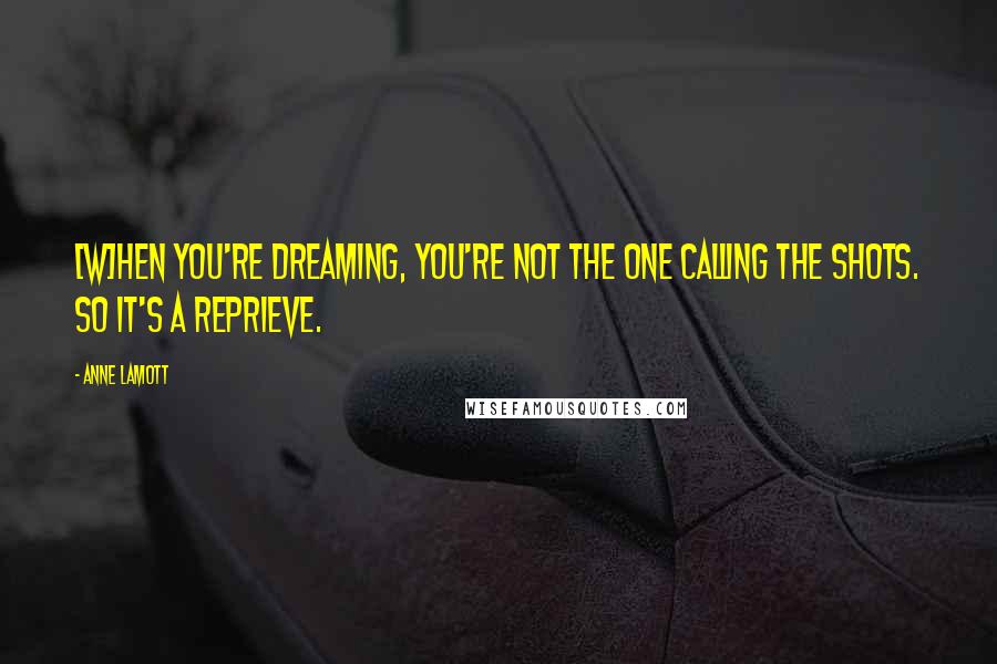 Anne Lamott Quotes: [W]hen you're dreaming, you're not the one calling the shots. So it's a reprieve.