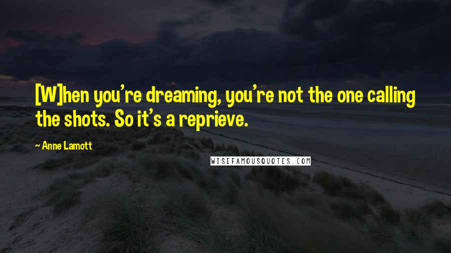 Anne Lamott Quotes: [W]hen you're dreaming, you're not the one calling the shots. So it's a reprieve.
