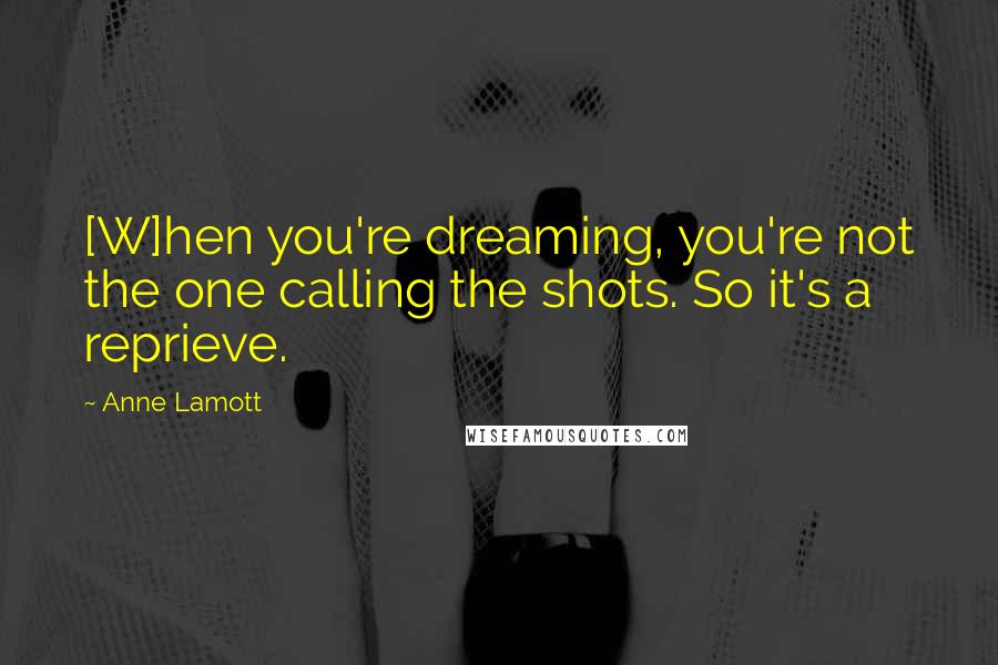 Anne Lamott Quotes: [W]hen you're dreaming, you're not the one calling the shots. So it's a reprieve.