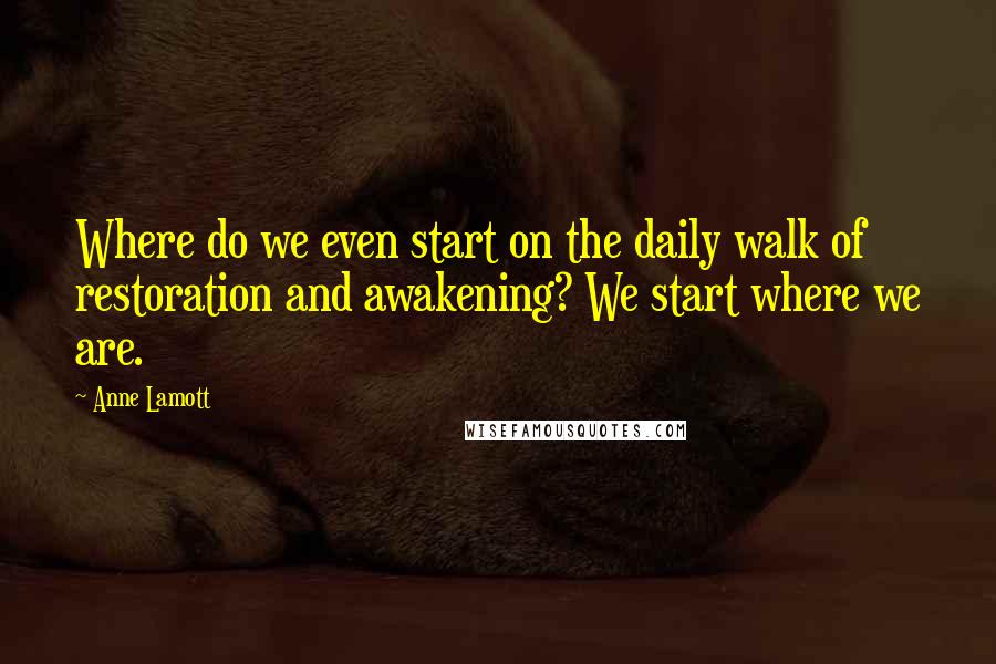 Anne Lamott Quotes: Where do we even start on the daily walk of restoration and awakening? We start where we are.