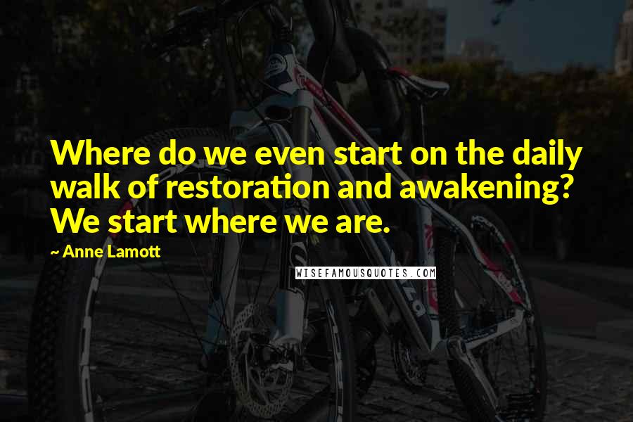 Anne Lamott Quotes: Where do we even start on the daily walk of restoration and awakening? We start where we are.