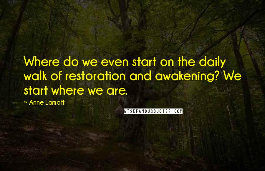 Anne Lamott Quotes: Where do we even start on the daily walk of restoration and awakening? We start where we are.