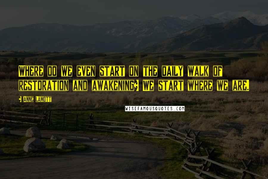 Anne Lamott Quotes: Where do we even start on the daily walk of restoration and awakening? We start where we are.
