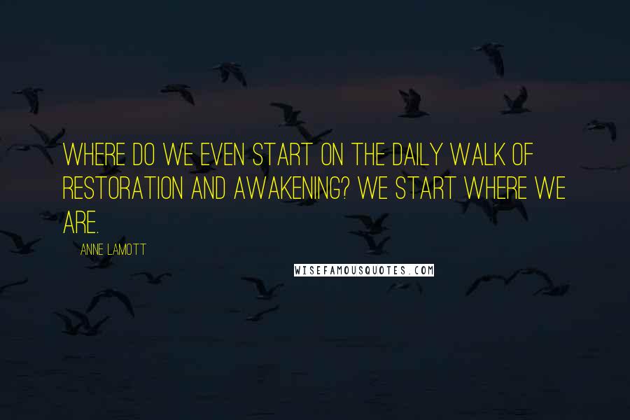 Anne Lamott Quotes: Where do we even start on the daily walk of restoration and awakening? We start where we are.