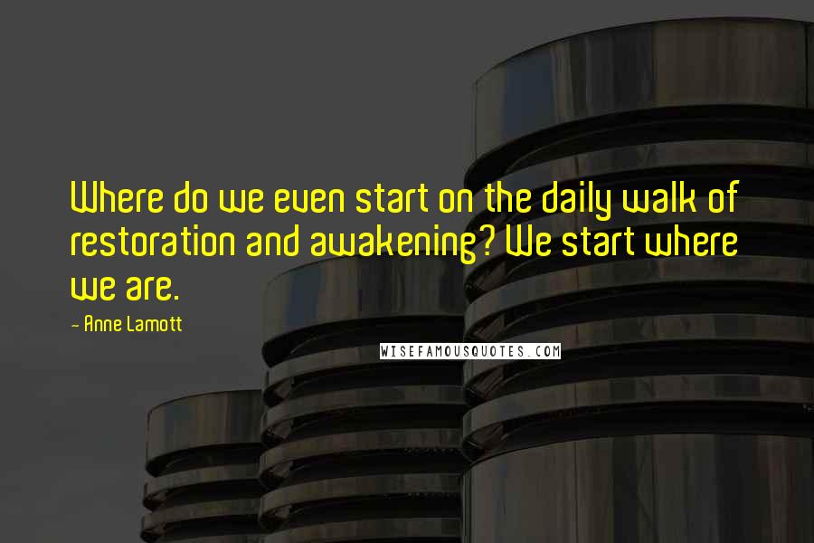 Anne Lamott Quotes: Where do we even start on the daily walk of restoration and awakening? We start where we are.