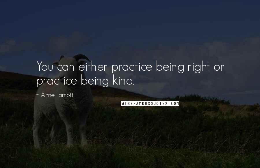 Anne Lamott Quotes: You can either practice being right or practice being kind.