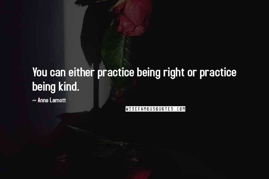 Anne Lamott Quotes: You can either practice being right or practice being kind.