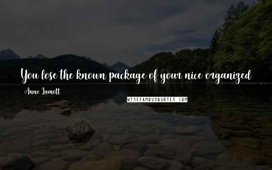 Anne Lamott Quotes: You lose the known package of your nice organized self almost instantly here. Overeating is one way back, the way it is at funerals at home.