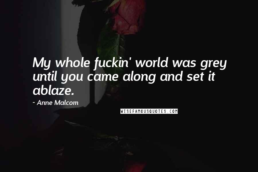 Anne Malcom Quotes: My whole fuckin' world was grey until you came along and set it ablaze.