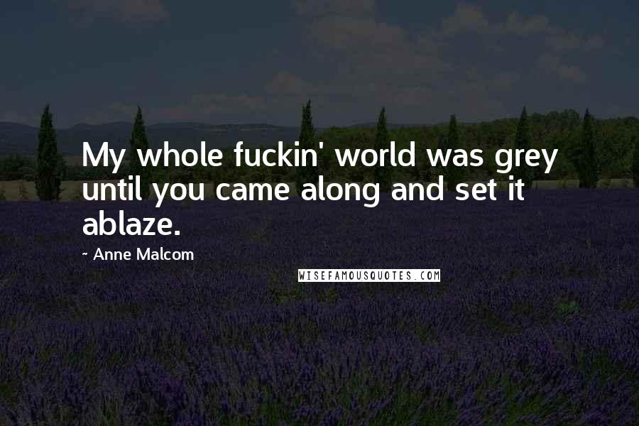 Anne Malcom Quotes: My whole fuckin' world was grey until you came along and set it ablaze.