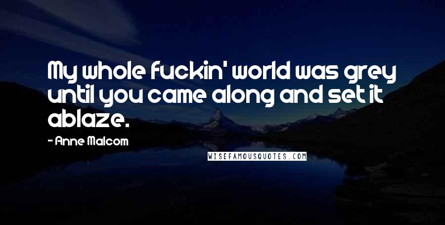 Anne Malcom Quotes: My whole fuckin' world was grey until you came along and set it ablaze.