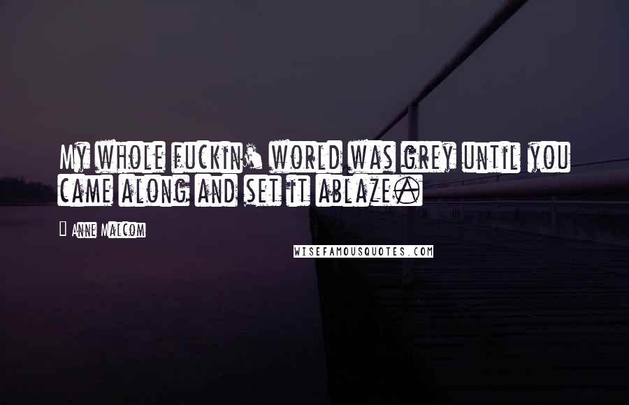 Anne Malcom Quotes: My whole fuckin' world was grey until you came along and set it ablaze.