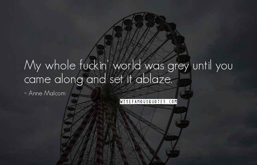 Anne Malcom Quotes: My whole fuckin' world was grey until you came along and set it ablaze.