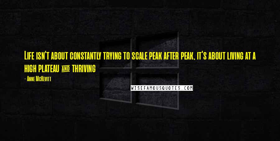 Anne McKevitt Quotes: Life isn't about constantly trying to scale peak after peak, it's about living at a high plateau & thriving