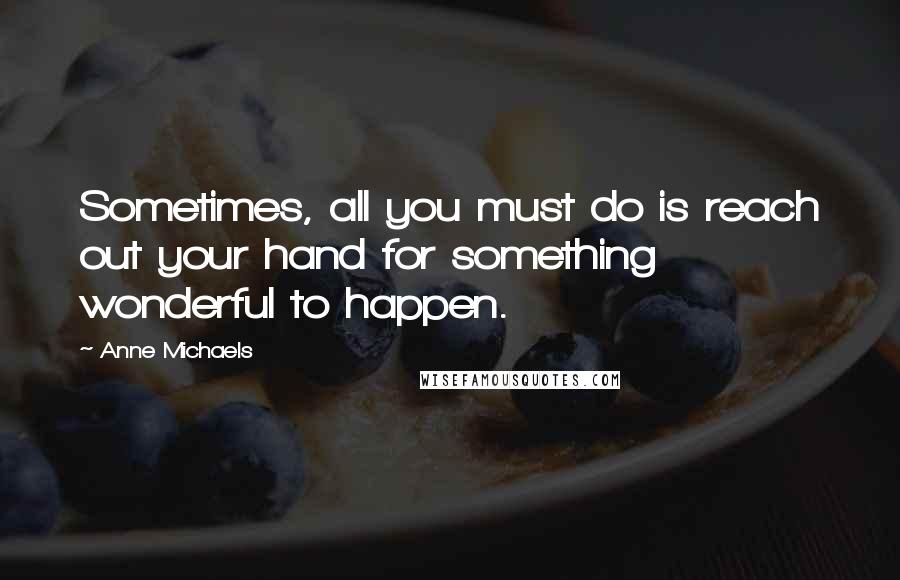 Anne Michaels Quotes: Sometimes, all you must do is reach out your hand for something wonderful to happen.