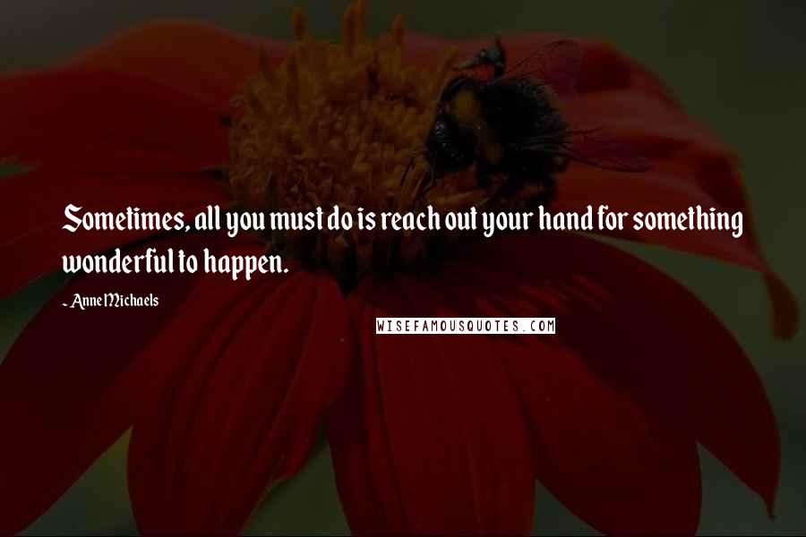 Anne Michaels Quotes: Sometimes, all you must do is reach out your hand for something wonderful to happen.