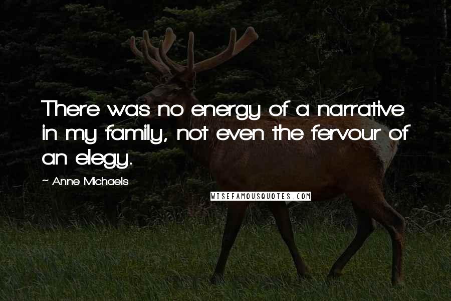 Anne Michaels Quotes: There was no energy of a narrative in my family, not even the fervour of an elegy.