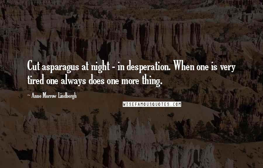 Anne Morrow Lindbergh Quotes: Cut asparagus at night - in desperation. When one is very tired one always does one more thing.