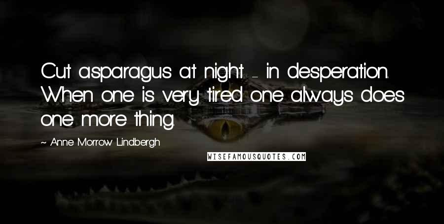 Anne Morrow Lindbergh Quotes: Cut asparagus at night - in desperation. When one is very tired one always does one more thing.
