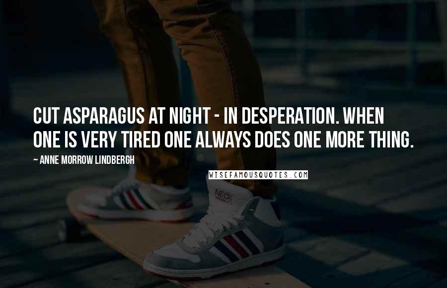 Anne Morrow Lindbergh Quotes: Cut asparagus at night - in desperation. When one is very tired one always does one more thing.