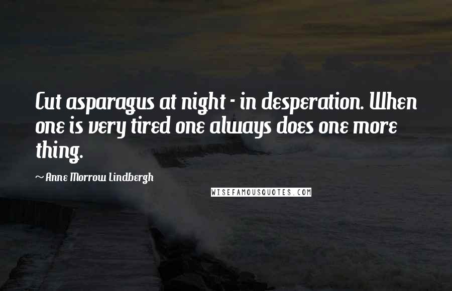 Anne Morrow Lindbergh Quotes: Cut asparagus at night - in desperation. When one is very tired one always does one more thing.