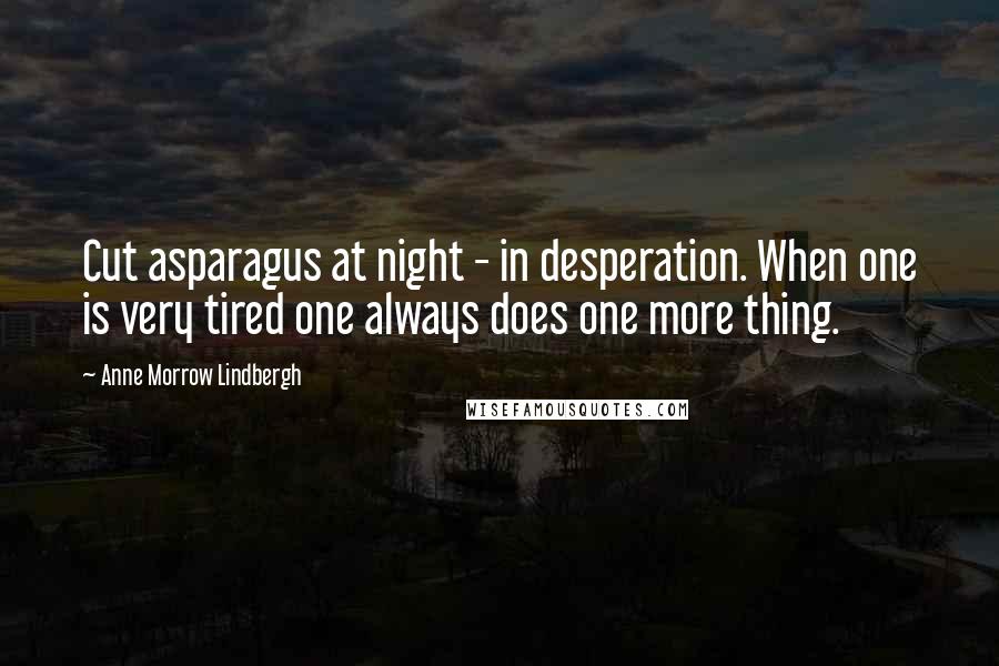 Anne Morrow Lindbergh Quotes: Cut asparagus at night - in desperation. When one is very tired one always does one more thing.