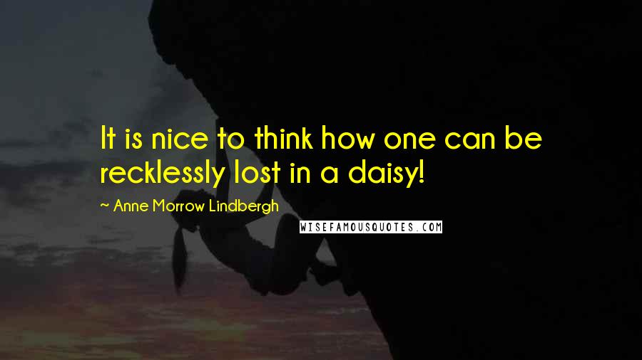 Anne Morrow Lindbergh Quotes: It is nice to think how one can be recklessly lost in a daisy!