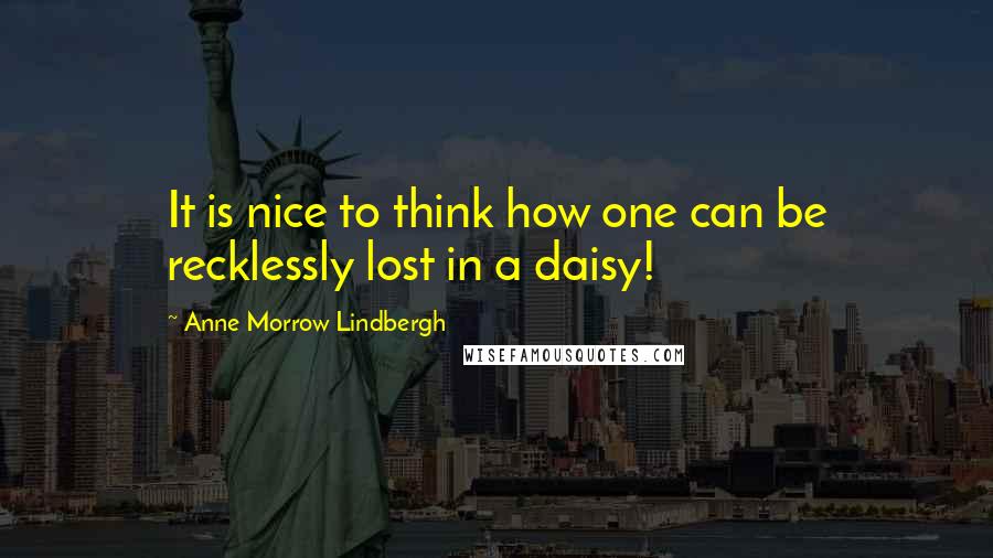 Anne Morrow Lindbergh Quotes: It is nice to think how one can be recklessly lost in a daisy!