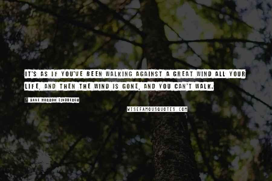 Anne Morrow Lindbergh Quotes: It's as if you've been walking against a great wind all your life, and then the wind is gone, and you can't walk.