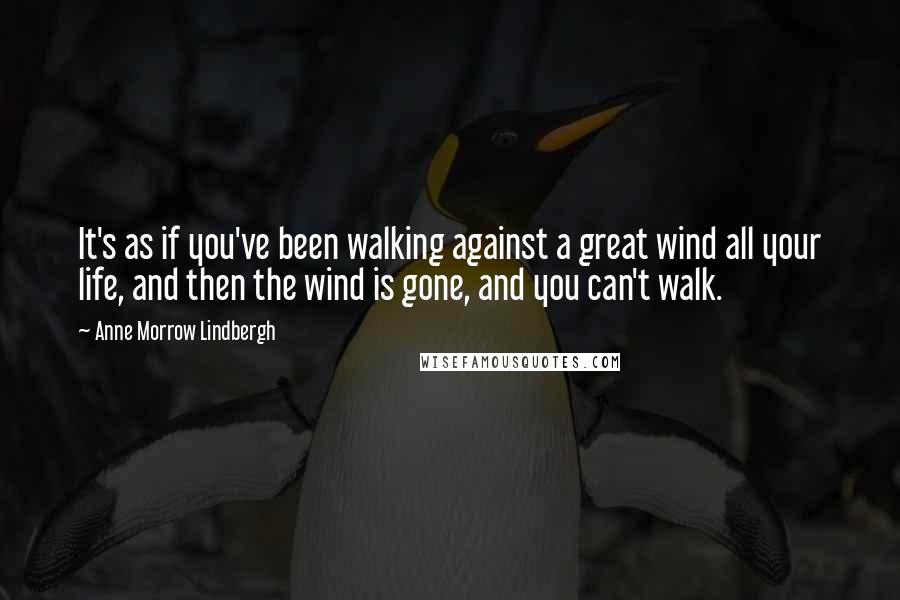 Anne Morrow Lindbergh Quotes: It's as if you've been walking against a great wind all your life, and then the wind is gone, and you can't walk.