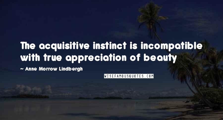 Anne Morrow Lindbergh Quotes: The acquisitive instinct is incompatible with true appreciation of beauty