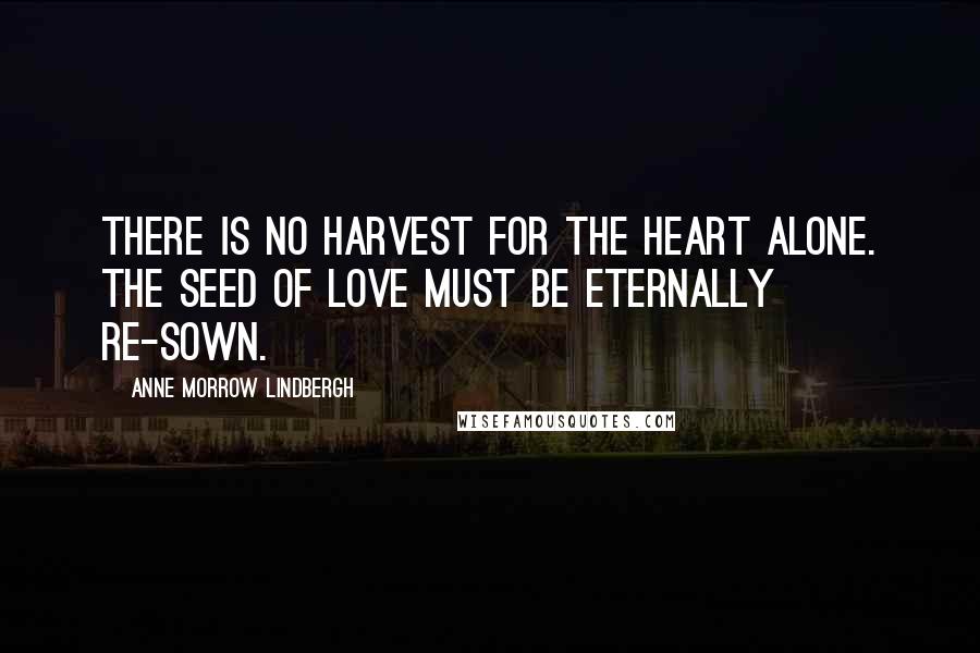 Anne Morrow Lindbergh Quotes: There is no harvest for the heart alone. The seed of love must be eternally re-sown.